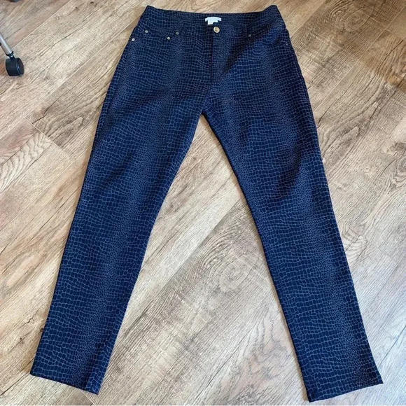 Eric Women's Black Snake Skin Textured Skinny Stretchy Jeans Pants Plus Size 10 - Picture 7 of 10